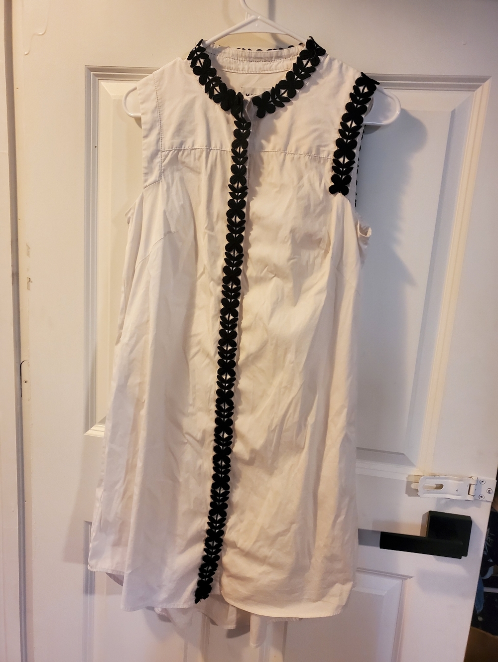 Milly White Top with Black Flower  Stitching